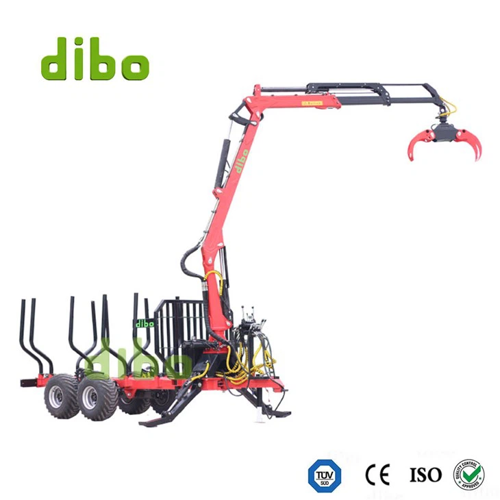 Log lift kraan en trailer